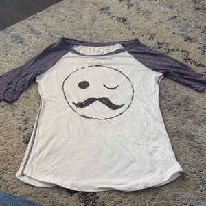 Aeropostale Kids Purple and White Raglan Tee Size Small